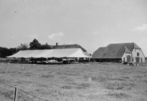 F12 Trouwerij tent bij boerderij 19-08-1955